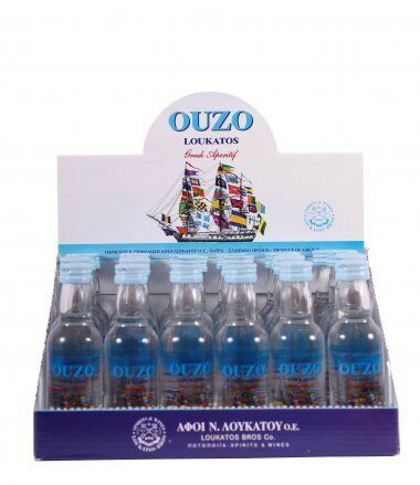 Ouzo Loukatos 24x 50ml Packung 38% Vol. Ouzo Party Box